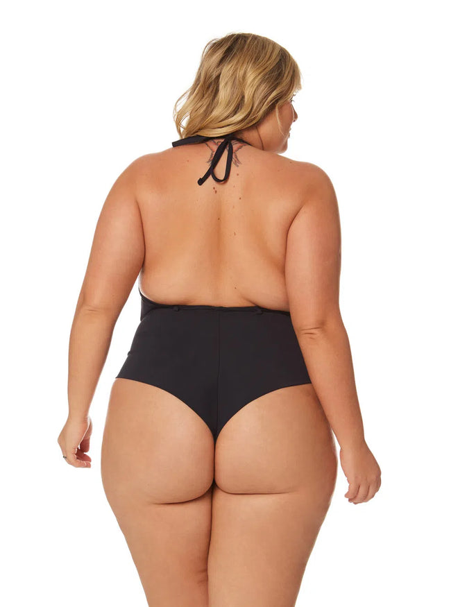 Brazilian Body Plus Size Swimsuit with Removable Pad - Black