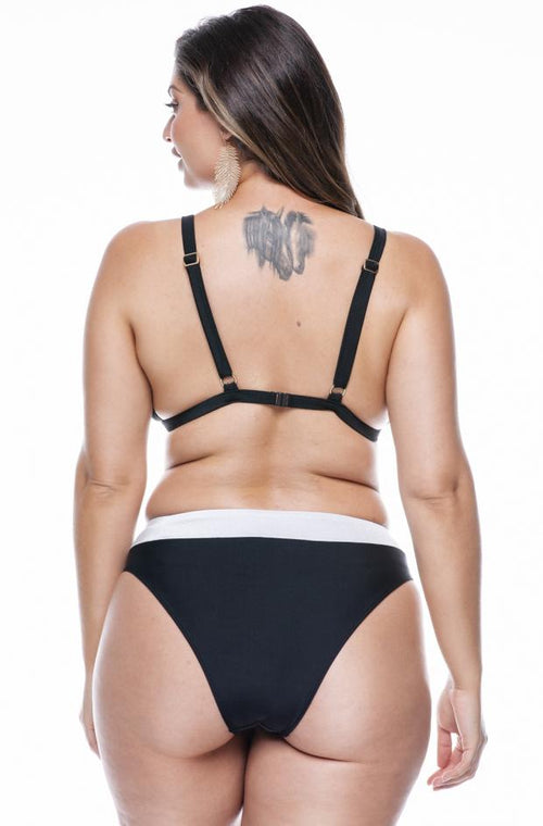 Plus Size Adjustable Bra Bikini in Two Colors: Black/Platinum and Wine/Whipped Cream - LEHONA