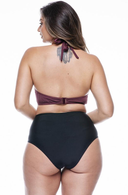 Plus Size Bikini with Base, Bulge and Metal in Strap in Wine Collor