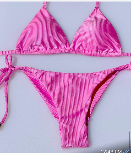 Gump Pink Brazilian Bikini Curtain Triangle Lace Panties