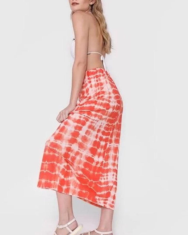 Skirt Acqua by Classic Midi Tie Dye Orange
