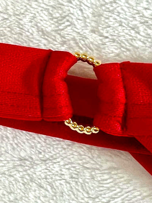 Brazilian Curtain Bikini Set with Adjustable Strap and Floss Ring Panties Medium Red
