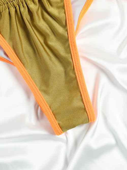 Women's Curtain Ribbed Bikini and TIE-UP PANTY SET