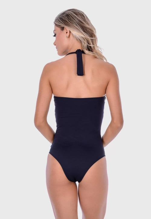 Brazilian Swimsuit Single Front With Black Metallized Detail