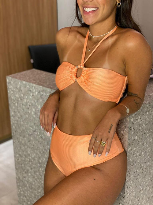 Hot Pants Orange Brazilian Bikini With Ring